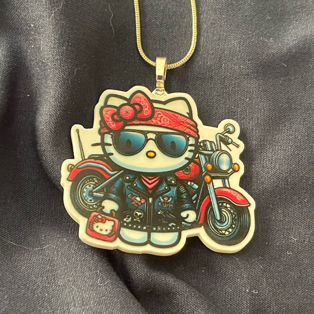 Hello Kitty Biker Necklace - Red and Black